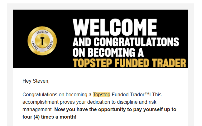 Passed evaluation — $100K Topstep